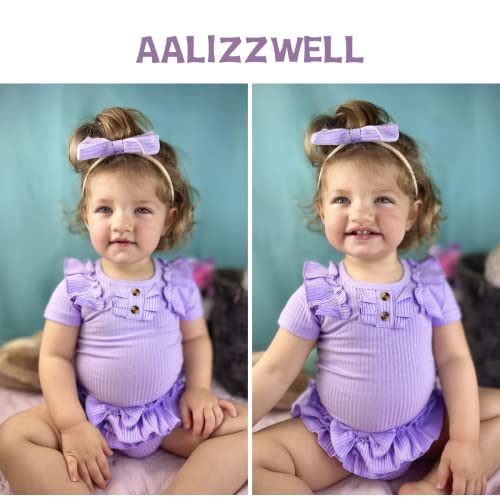 Aalizzwell 3 - 6 Months Infant Girls Clothes Short Sleeve Bloomer Shorts Ribbed Summer Outfit Olive Green